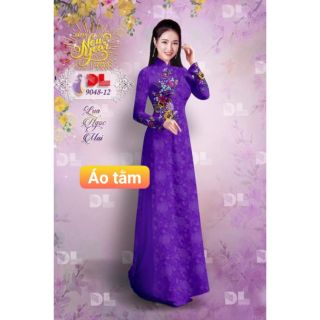Vải áo dài 3d màu tím