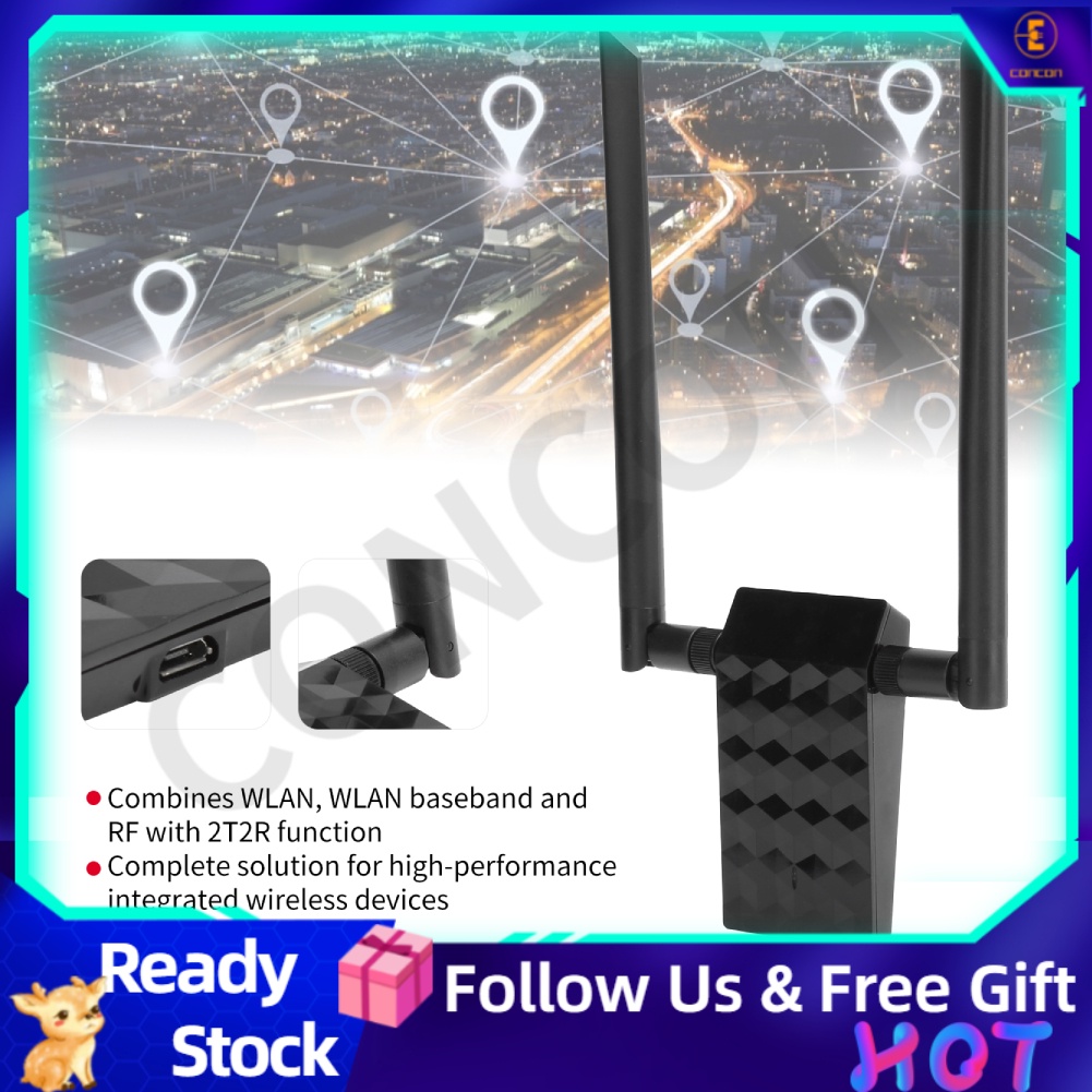 Concon [Concon]Bộ Chuyển Đổi Tần Số Wlan USB Không Dây 802.11ac 2 1200mbps Cho Kali Linux / Windows 