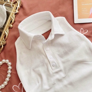Áo croptop cổ bẻ hở lưng