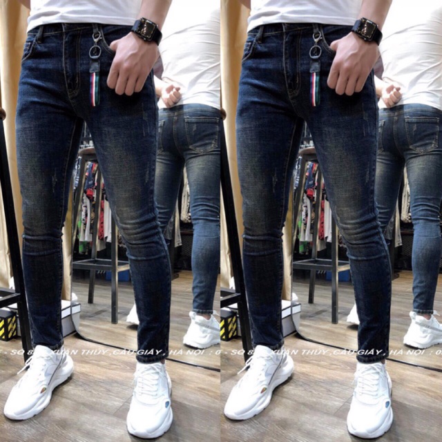 Quần Jean Nam Cao Cấp Chất bò Xanh Trơn Hàn Quốc TCS 23