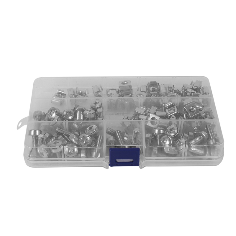 50 Sets M6 Square Hole Hardware Cage Nuts&Mounting Screws Washers for Server Rack and Cabinet