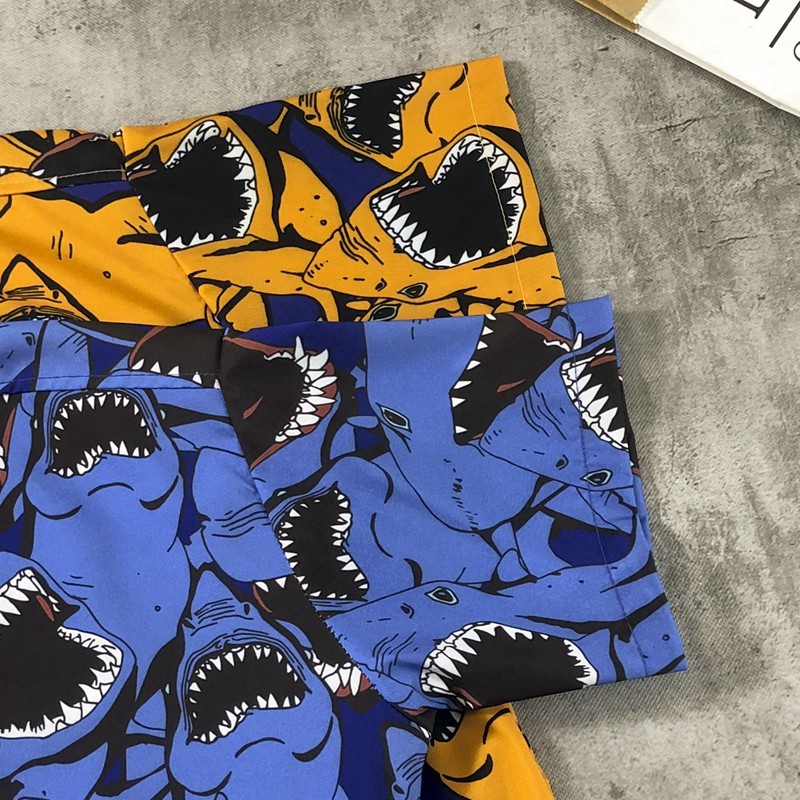 Áo sơ mi ngắn tay in hình cá mập thời trang cho nam | BigBuy360 - bigbuy360.vn