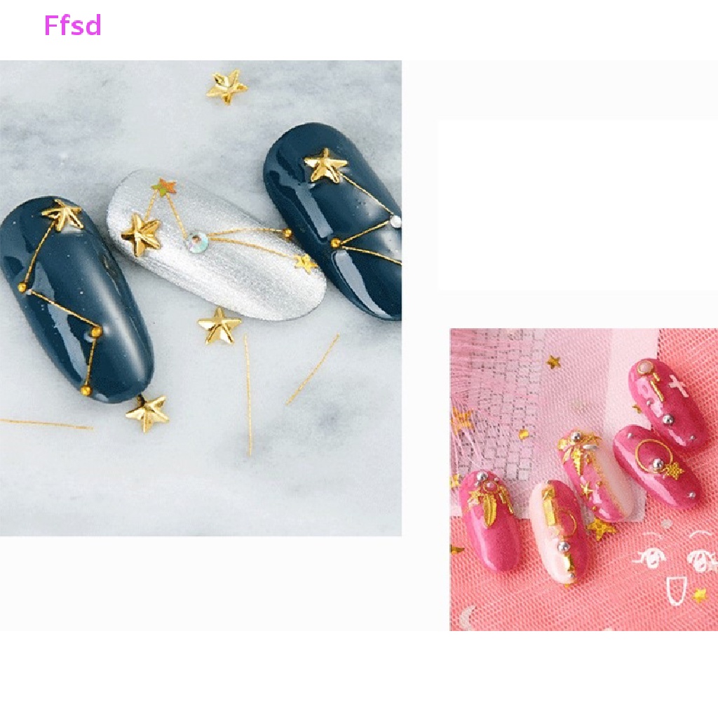 {Ffsd} Hàng Mới Về Đinh Tán Và Trăng Sao Trang Trí Móng Tay Nghệ Thuật Màu Vàng Kim Tuyến * Bán Chạy