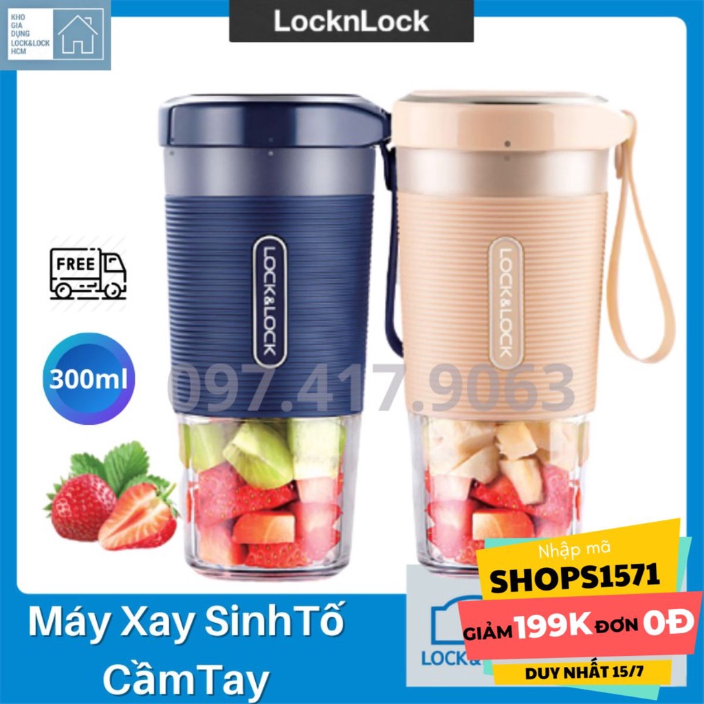 Máy Xay Sinh Tố Cầm Tay Lock&Lock EJJ321 (300ml) - Hàng Chính Hãng, Bảo Hành 12 Tháng, Không Dây, Dễ Mang Đi