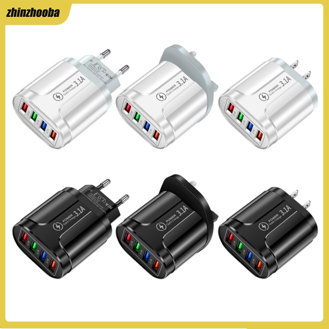 Củ Sạc Nhanh Với 4 Cổng Usb 3.1a Có Đèn Led Phích Cắm EU/US/UK