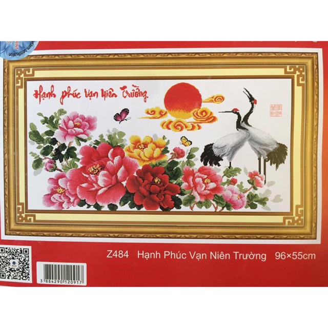 Tranh thêu chữ thập Hạnh Phúc Vạn Niên Trường Z484 (96x55cm) chưa thêu