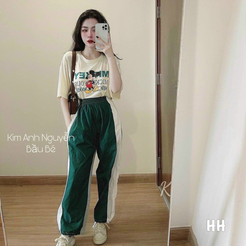 Set bộ nữ mặc đi chơi chất da cá, áo thun nữ GC form rộng, quần ống ôm dài, đồ bộ dài phong cách