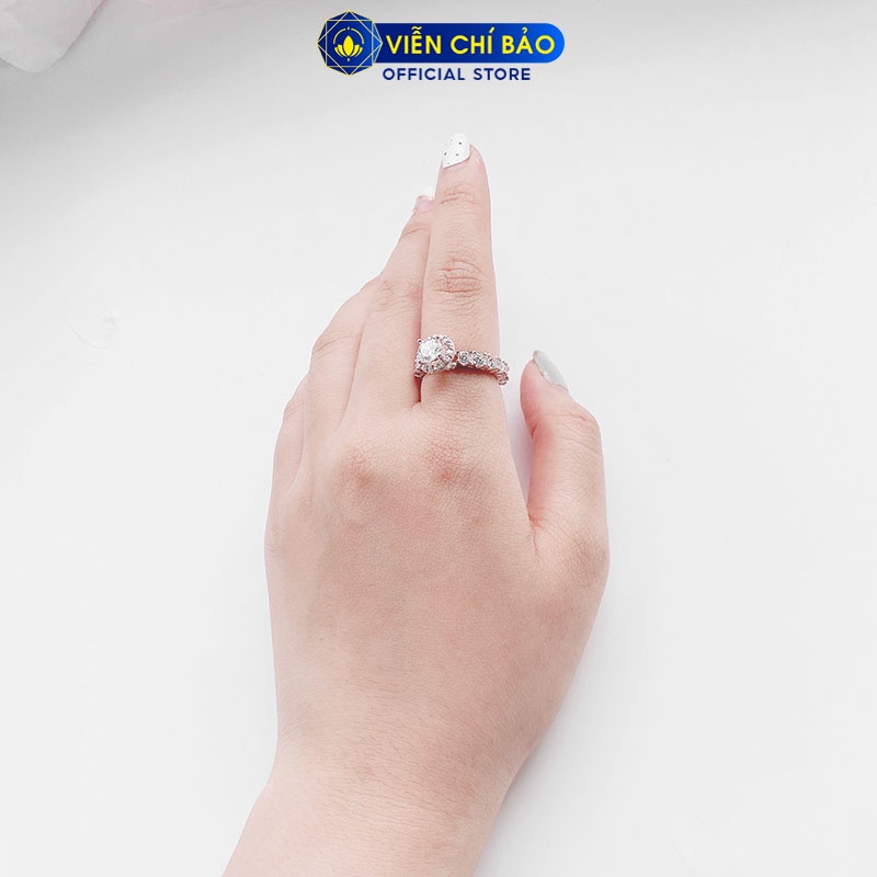 Nhẫn đá đính đá bạc nữ đá tròn chất liệu bạc 925 thời trang phụ kiện trang sức nữ Viễn Chí Bảo N400130