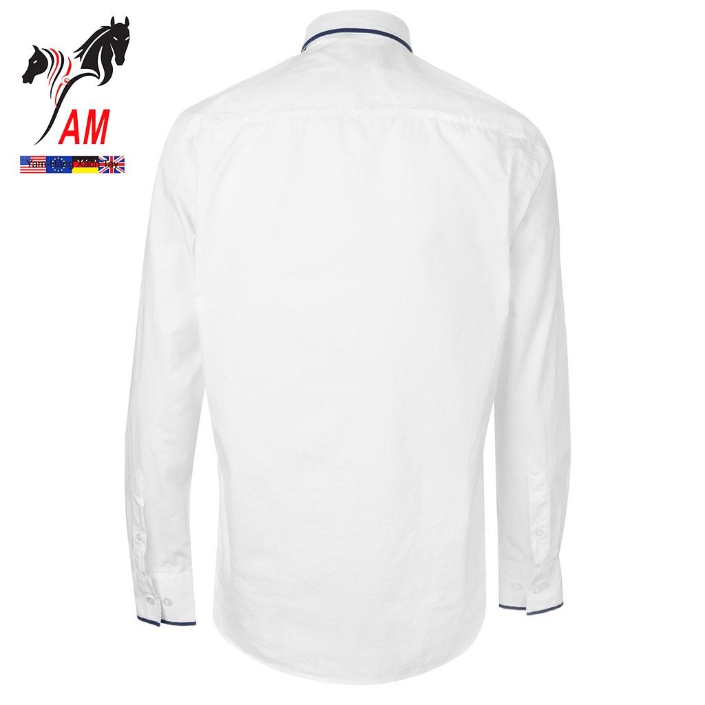 [100% cotton] Áo Sơ Mi Nam Pierre Cardin AOP Long Sleeve Shirt Mens Cao Cấp (Slim fit - White - Size EU - UK )