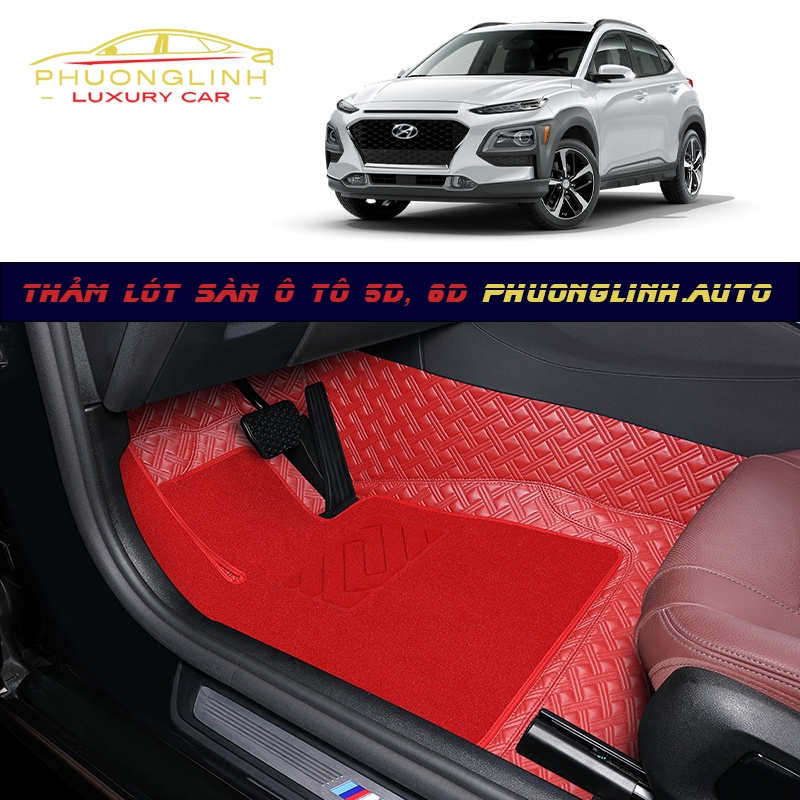 Thảm lót sàn ô tô 6D Hyundai Kona, thảm sàn da Pu thiết kế sang trọng, không mùi, chống ồn