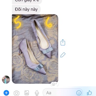 Giày cao gót nơ ghi