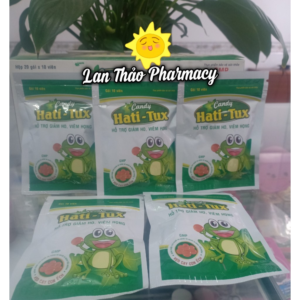 Kẹo ngậm ho viêm họng Hatitux vỉ 10 viên - kẹo cay con ếch