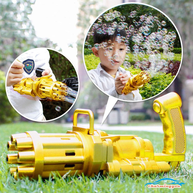 Súng đồ chơi 8 nòng chạy pin bắn bong bóng nước xà phòng ngoài trời dành cho trẻ em chính hãng