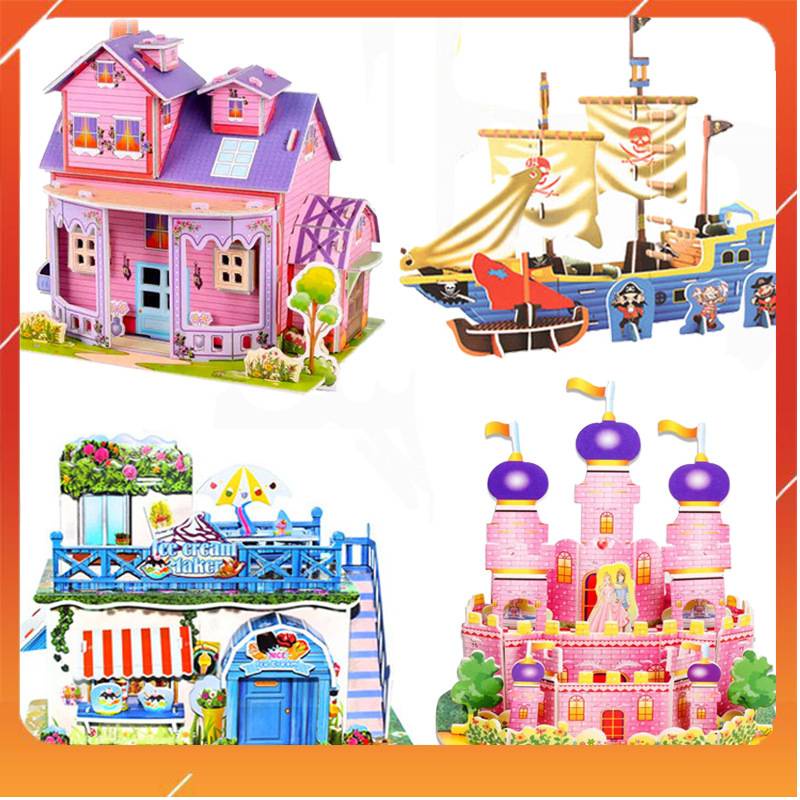 Đồ chơi mô hình lắp ghép nhà 3D bằng giấy xốp đồ chơi tuổi thơ cực thú vị