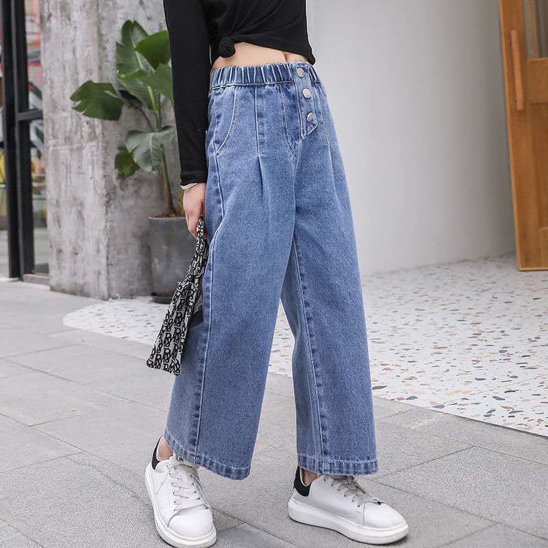 Quần jeans ống rộng thời trang cho bé gái 4-13 tuổi
