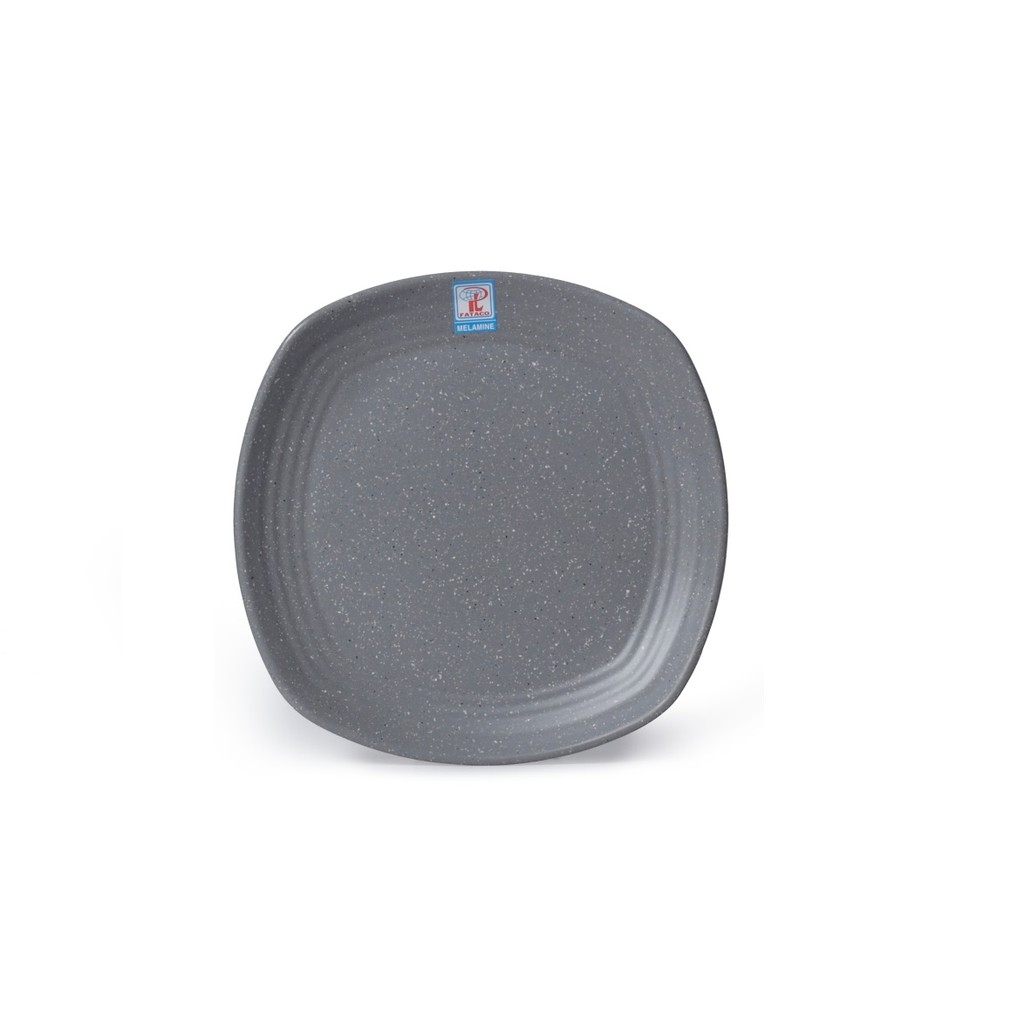 Dĩa vuông gân size 23.7cm nhựa Melamine Nhám Đen/Nhám Xám (DV158N)