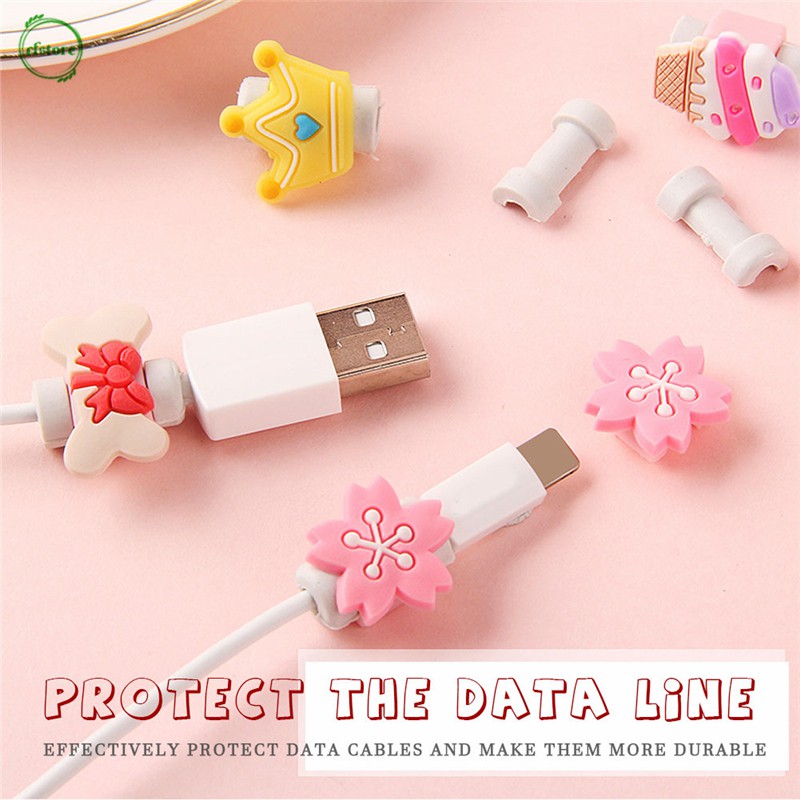 Phụ kiện bảo vệ đầu dây cáp kiểu hoạt hình dễ thương tiện dụng