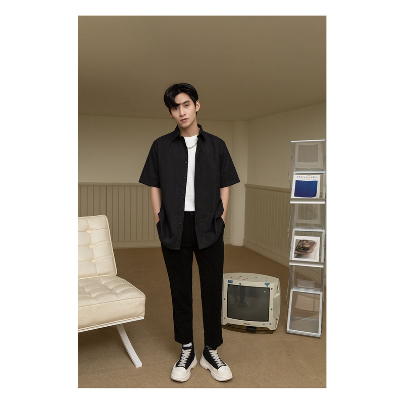Áo Sơ Mi Nam Tay Ngắn Sợi Cotton Tối Giản Thời Trang Thương Hiệu Y2010 M10 20944 |YaMe|