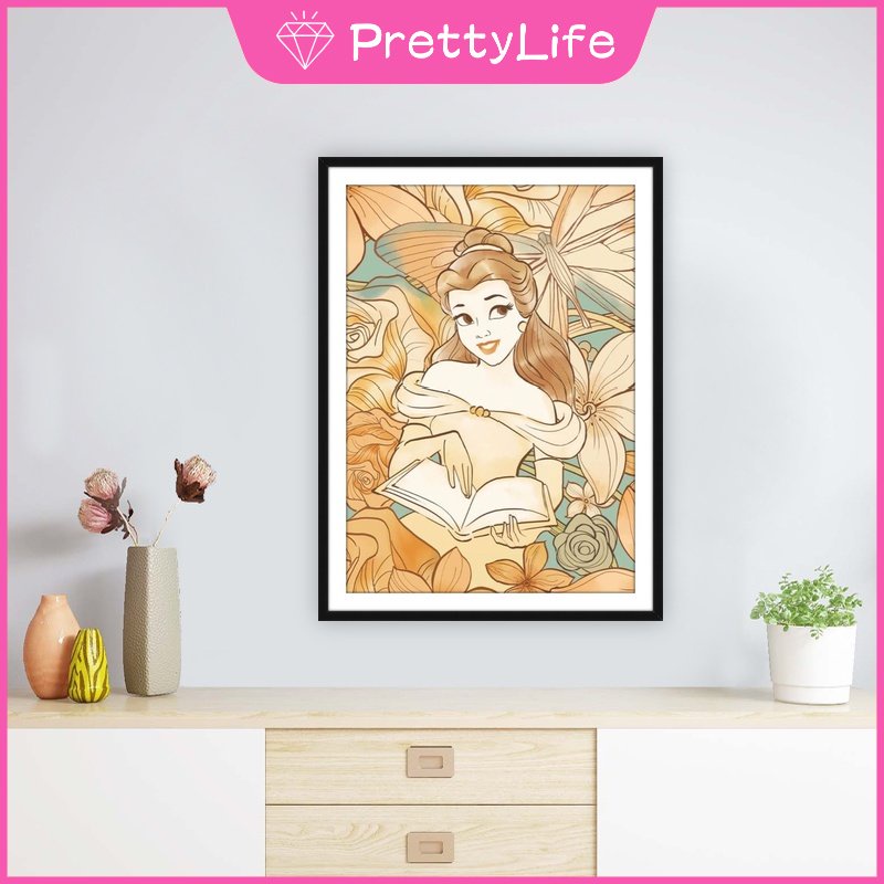 Bộ Tranh Đính Đá 5D Tự Làm Kích Thước 30x40cm Hình Công Chúa Disney Trang Trí Nhà Cửa