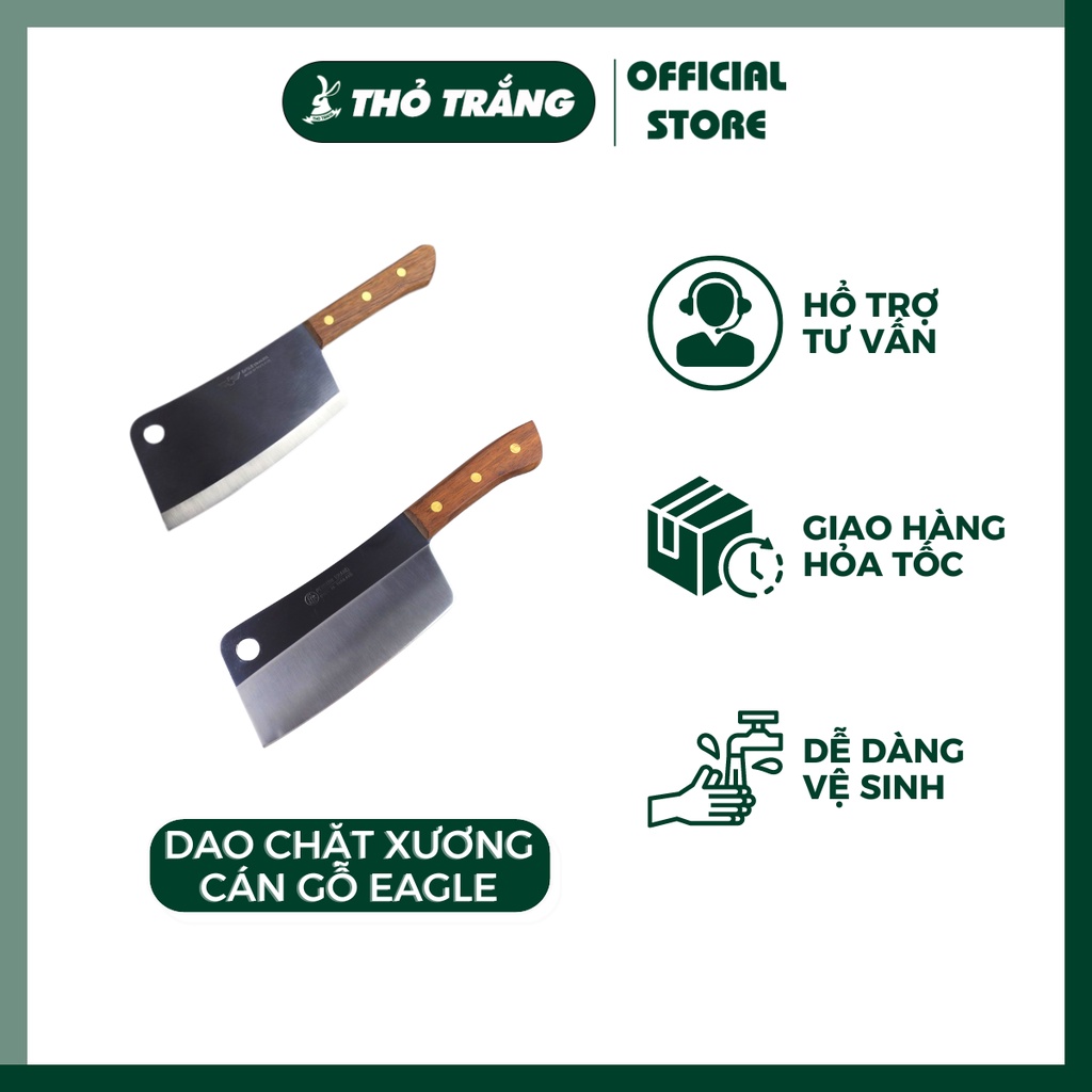 Dao chặt xương thép không gỉ cán gỗ Eagle Thái Lan 100% chính hãng