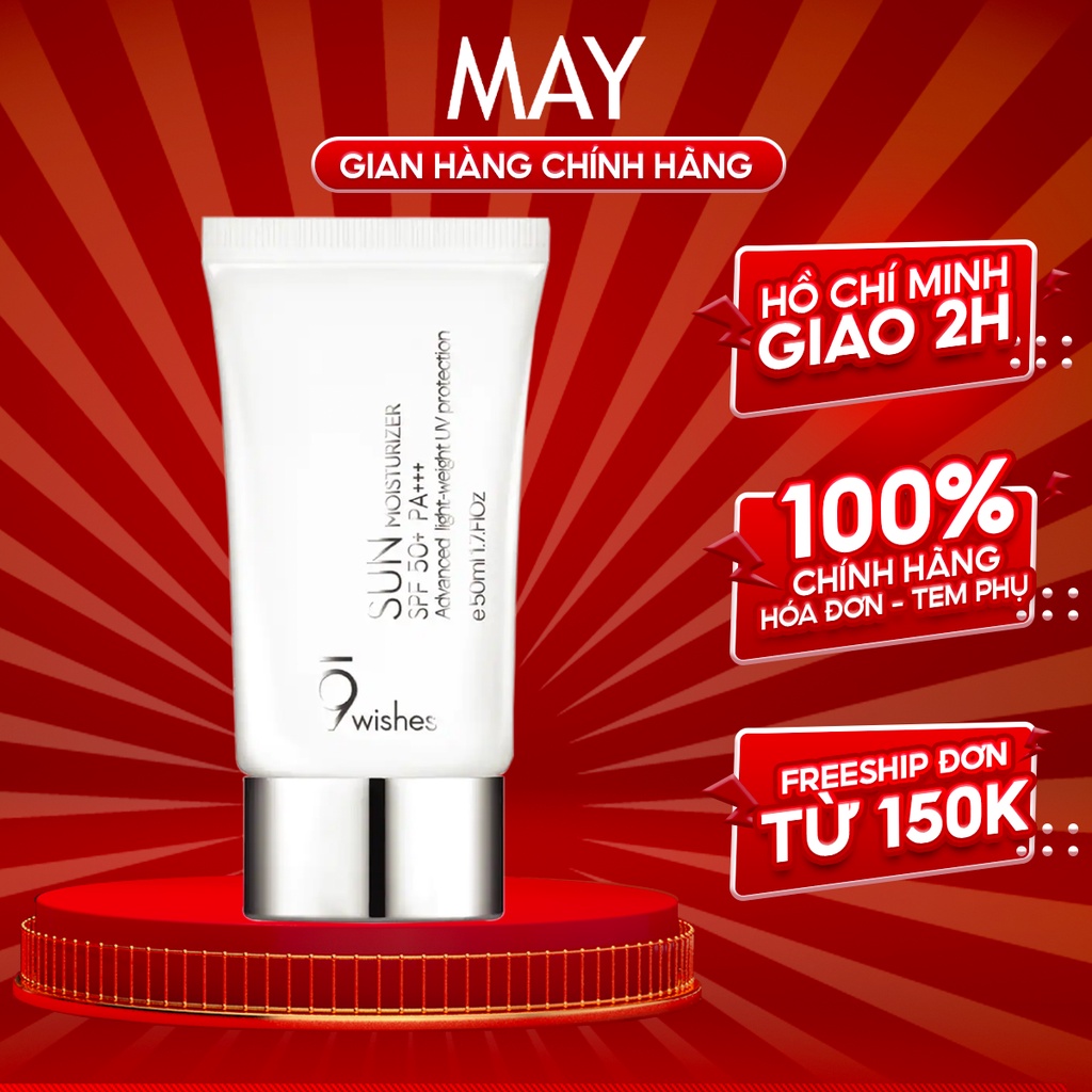 Kem Chống Nắng 9Wishes Bảo Vệ Da Và Cấp Ẩm Sun Moisturizer SPF 50+ Pa+++ 50ml - Trắng