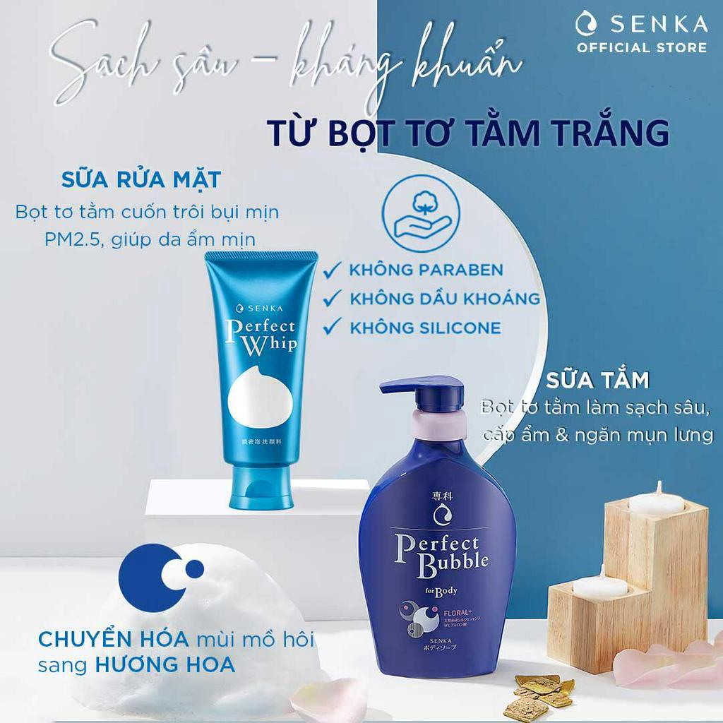 Bộ đôi Sữa tắm hương hoa tươi mát 500ml & Sữa rửa mặt Senka Perfect Whip 120g