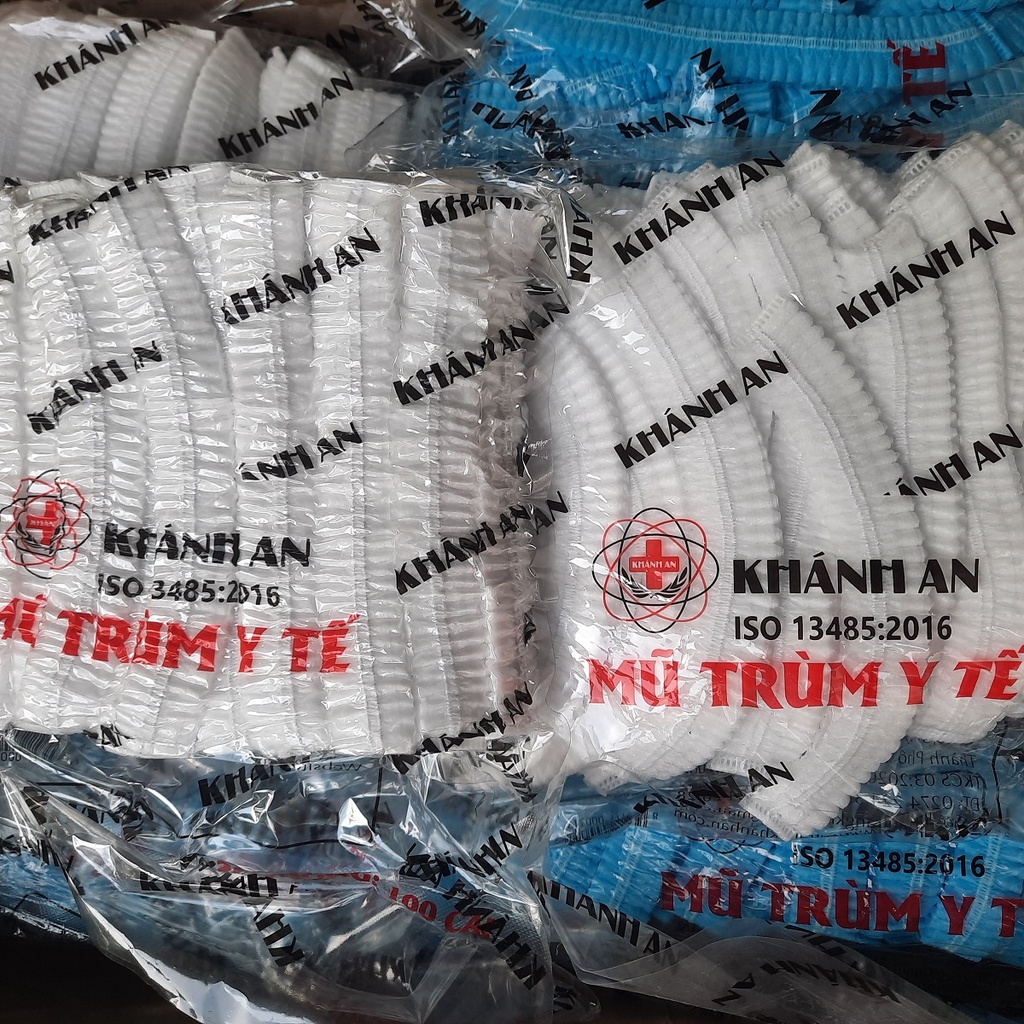 Mũ trùm đầu y tế, mũ con sâu Khánh An bịch 50 cái dùng trong môi trường y tế, thí nghiệm, điện tử, thực phẩm
