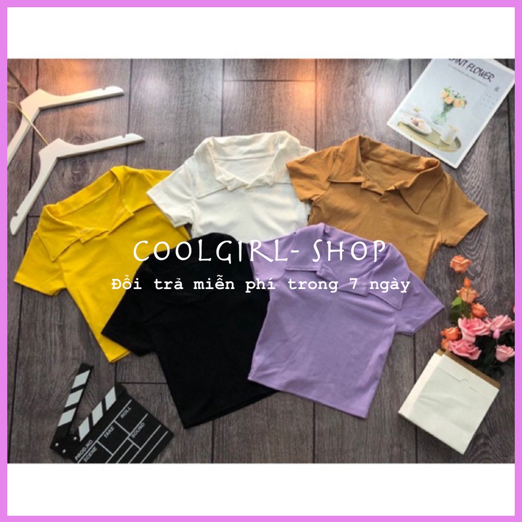 Áo croptop POLO trơn cổ bẻ hàng cao cấp | BigBuy360 - bigbuy360.vn