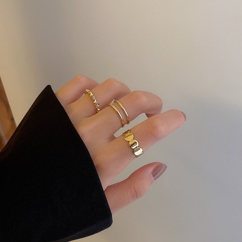 Set nhẫn AY mạ vàng/ mạ bạc trang trí trái tim bướm ngọc trai nhân tạo nhiều mẫu khác tùy chọn thanh lịch dành cho nữ
