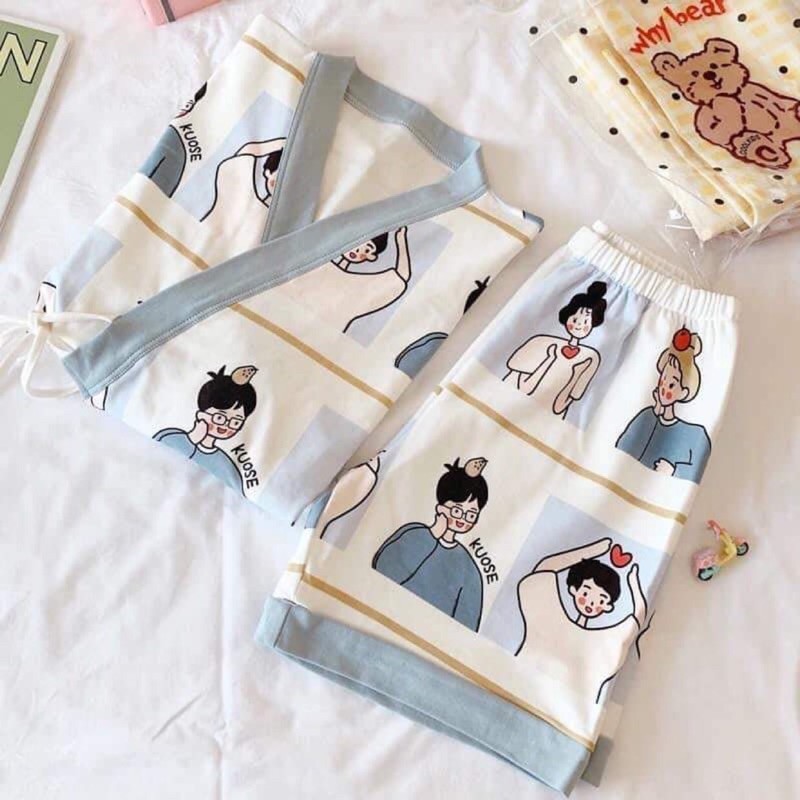 set đồ ngủ pijama yukata phong cách Nhật bản
