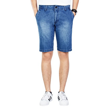 Quần Bò Ngắn Nam Short Jean Wash Bạc Không Nhăn Có Size Lớn