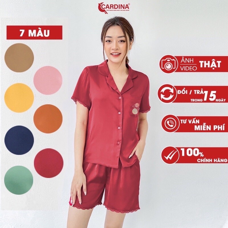 Đồ bộ Pijama lụa satin Nhật áo dài quần dài hoạ tiết CARDINA cao cấp mã 1 PI23