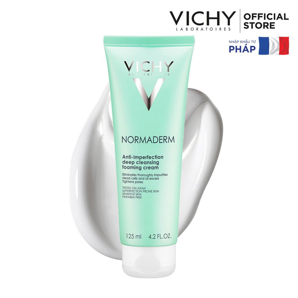 VICHY CHÍNH HÃNG- SỮA RỬA MẶT NGĂN NGỪA MỤN SE KHÍT LỖ CHÂN LÔNG NORMADERM ANTI 125ML