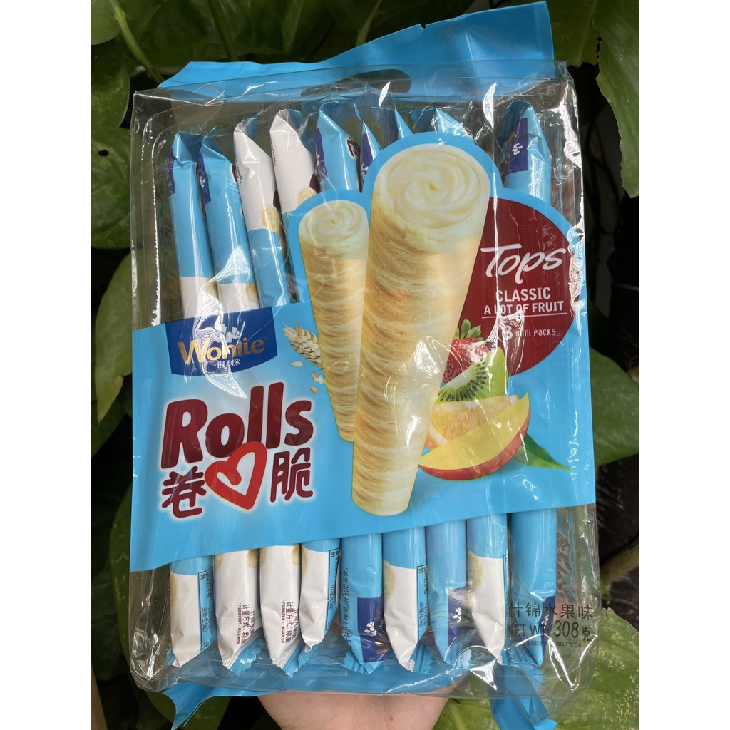 Bánh Quế Wonlie Rolls Vị Phô Mai 3 Mini Packs (Túi 18 gói)