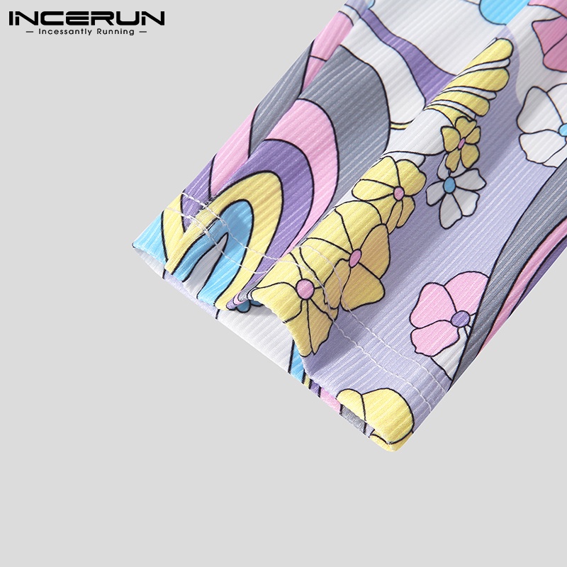 Áo dài tay INCERUN cổ lọ màu sắc nổi bật cho nam