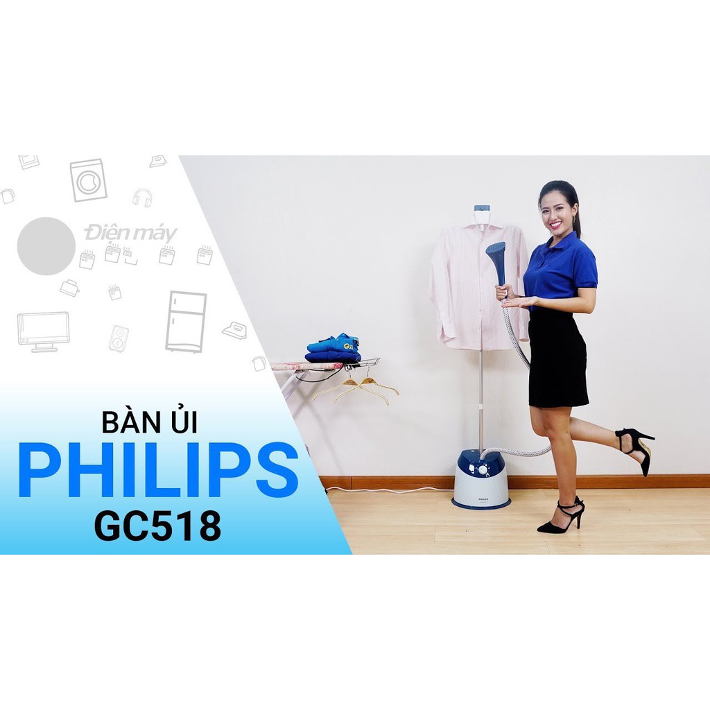 Bàn ủi hơi nước đứng Philips GC518 (Xanh) Hàng chính hãng