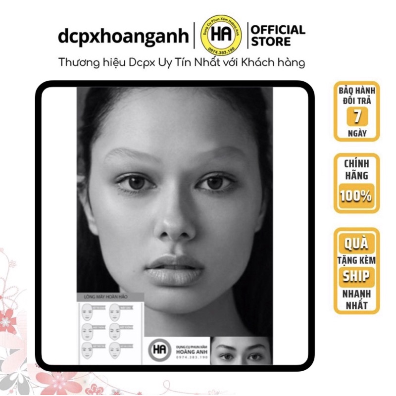 Giấy tập vẽ dáng chân mày theo từng khuôn mặt phong thủy | 10 khuôn mặt | Dụng cụ phun xăm