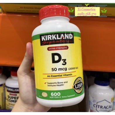 Viên Uống Vitamin D3 2000IU Kirkland 600 viên