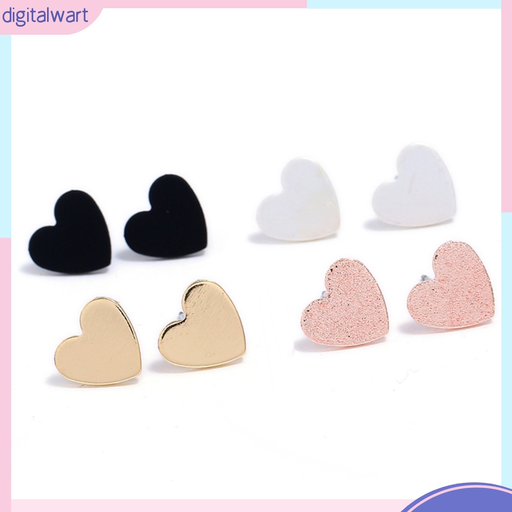 Set 4 Đôi Khuyên Tai Kim Loại Hình Trái Tim Thời Trang Cho Nữ