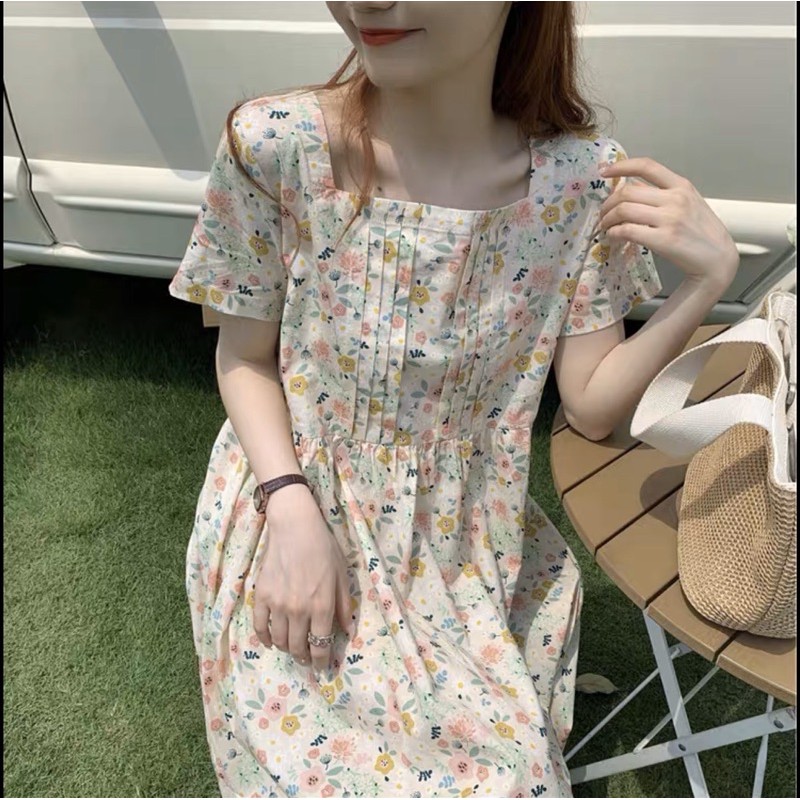 Váy babydoll hoa nhí dáng dài - Đầm babydoll đầm hoa nhí