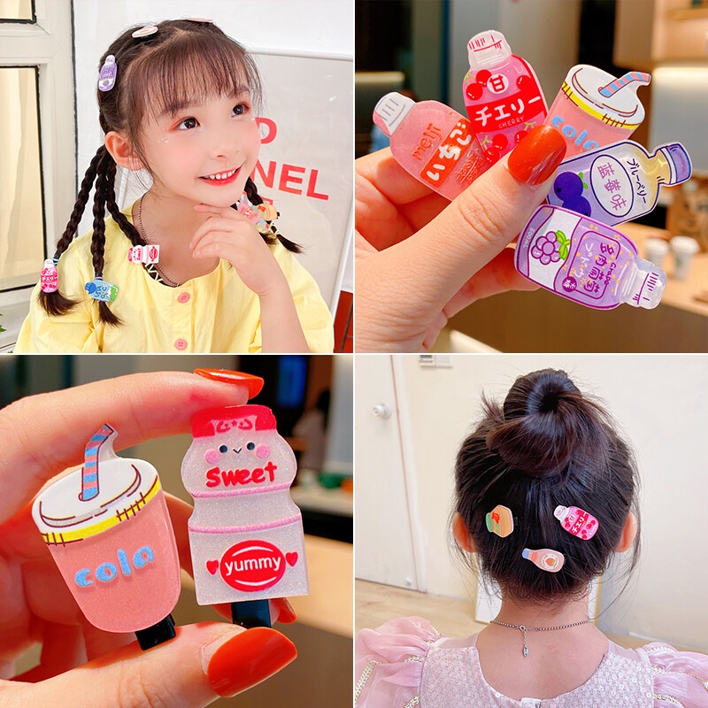 Kẹp Tóc Mái Hình Bình Sữa Và Nước Ngọt Đáng Yêu Cho Nữ Và Bé Gái Phụ Kiện Tóc