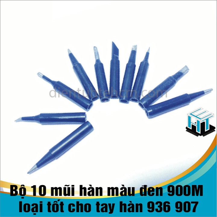 Bộ 10 mũi hàn màu đen 900M loại tốt cho tay hàn 936 907