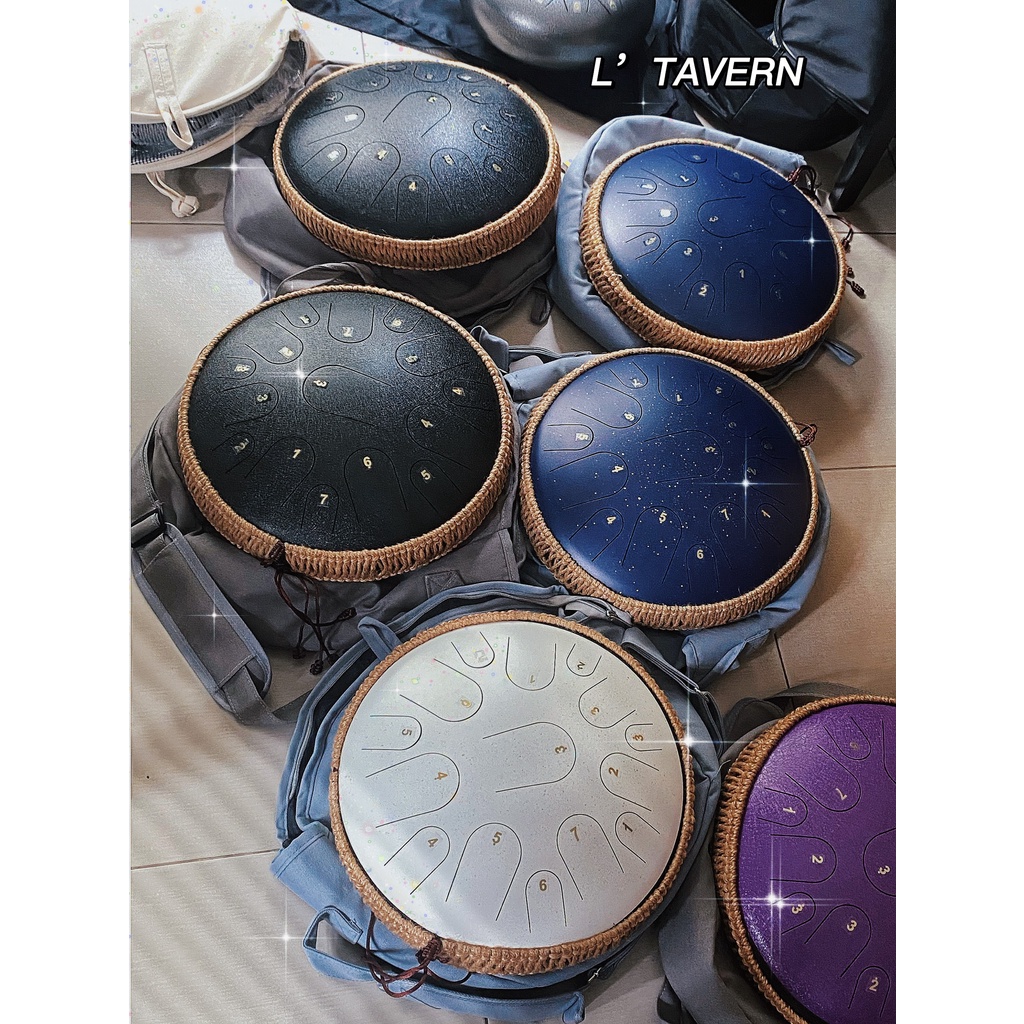 Trống tank drum CEGA Hluru trống lưỡi thép không linh 15 phím âm thanh du dương trầm lắng FREESHIP có bộ phụ kiện xịn xò