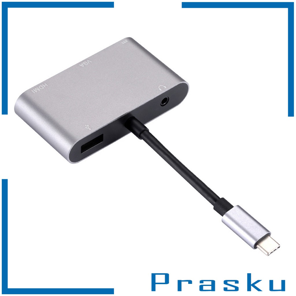 [PRASKU] 5in1 USB C Hub Type C To 4K HDMI USB 3.0 2.0 PD VGA Port Adapter Converter