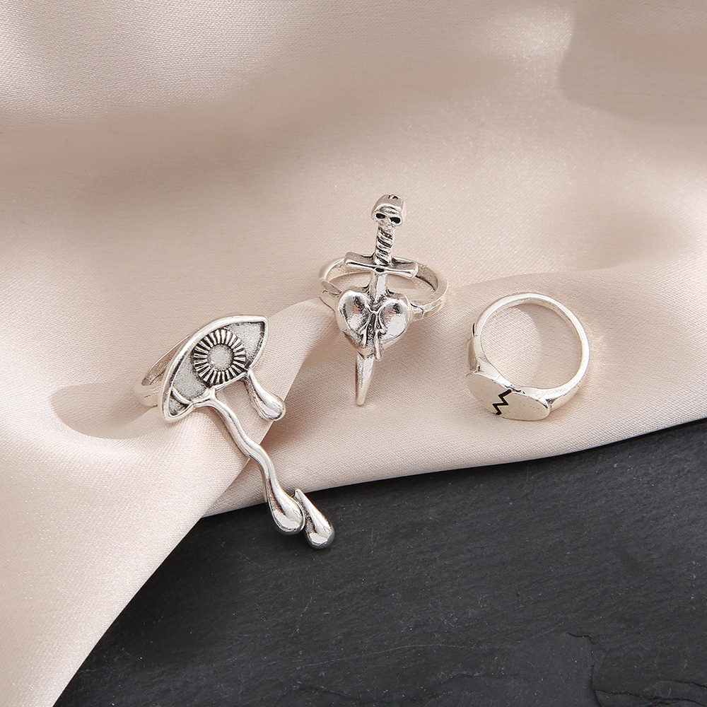 iF YOU Set 3 nhẫn   bạc kiểu trái tim phong cách cổ điển dành cho nữ