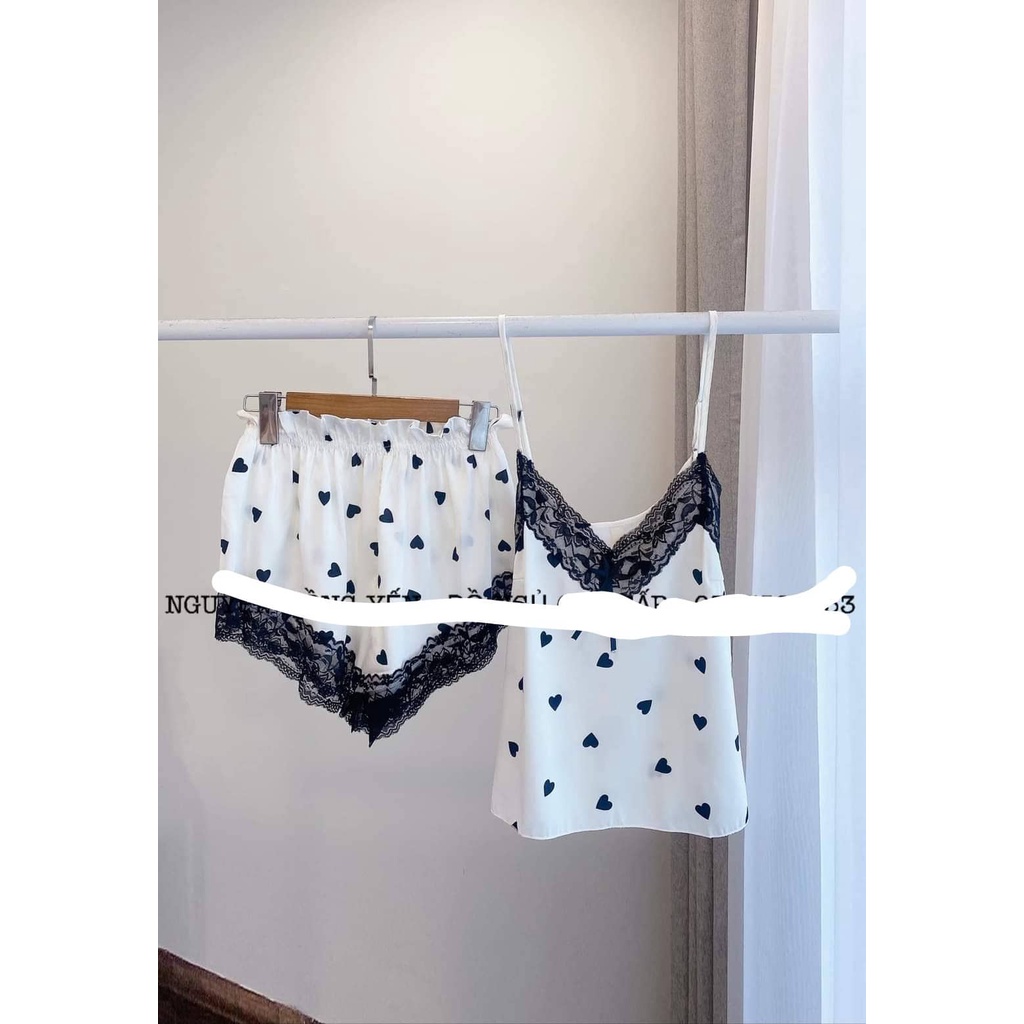 Mã 88 đùi 2 dây họa tiết - bộ ngủ mặc nhà 2 mảnh cao cấp- hàng quảng châu túi zip xịn