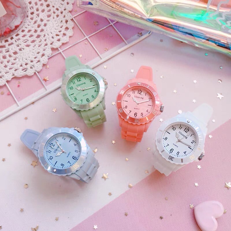 Đồng Hồ Nam Nữ ulzzang ❤Freeship❤ Đồng Hồ Kim Dây Silicon chống nước Thời Trang Cho Học Sinh