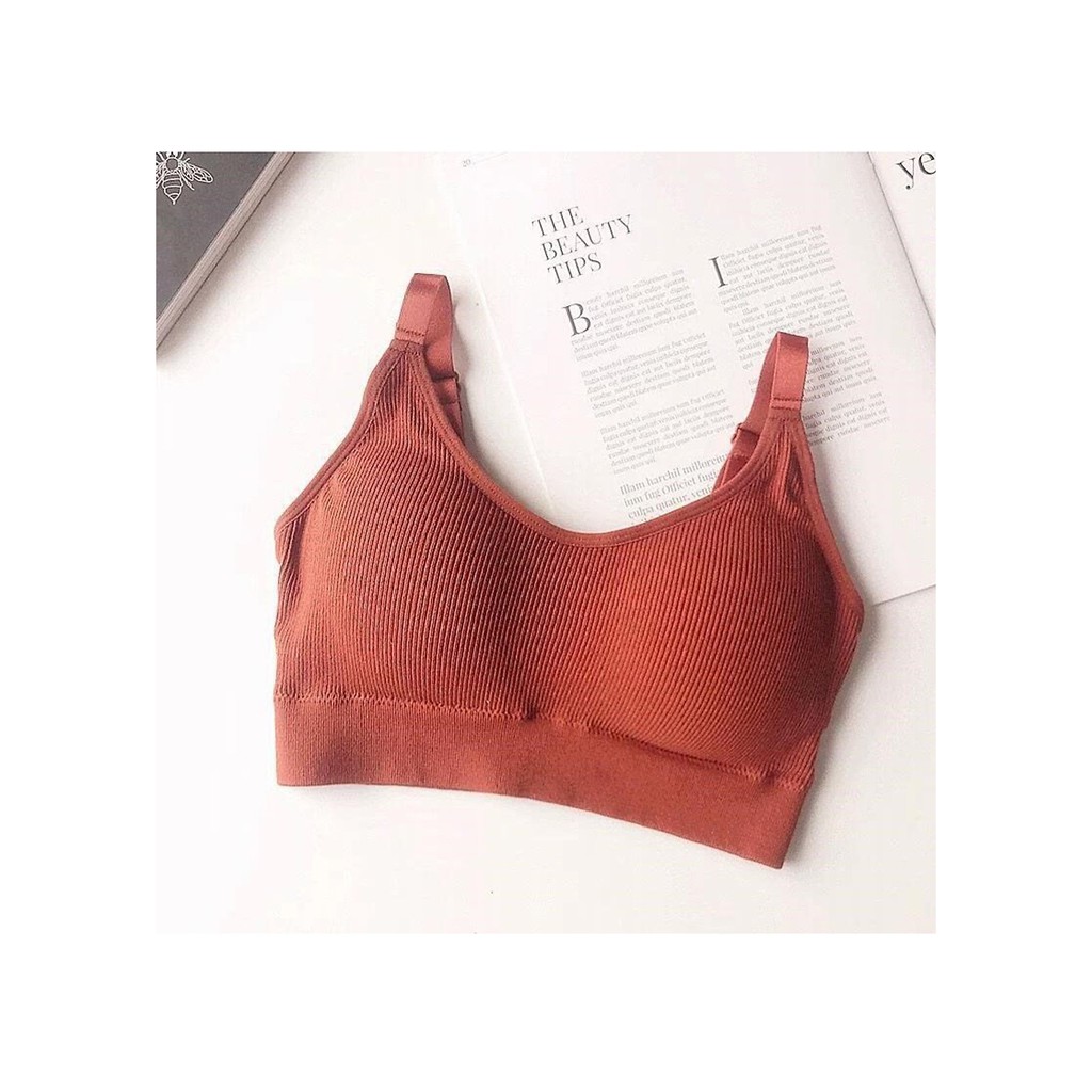 Áo bra cotton gân tăm dây to