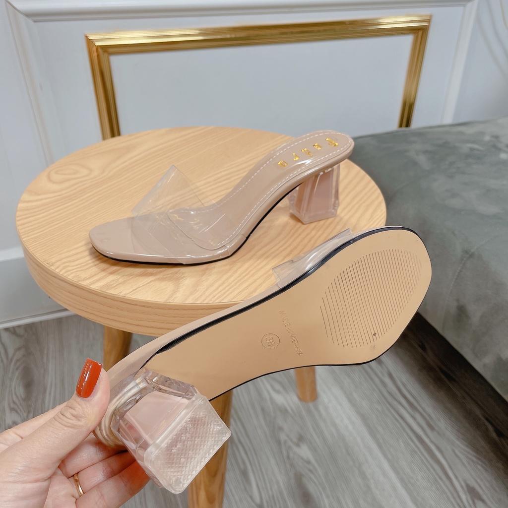 Guốc Quai Trong Mica Gót Trong 5p 7p Mềm Êm Fullbox