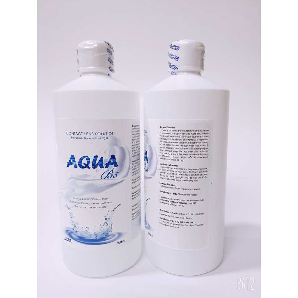 Nước ngâm lens Aqua B5 360ml- Dung dịch ngâm rửa kính áp tròng Hàn Quốc- tân bình